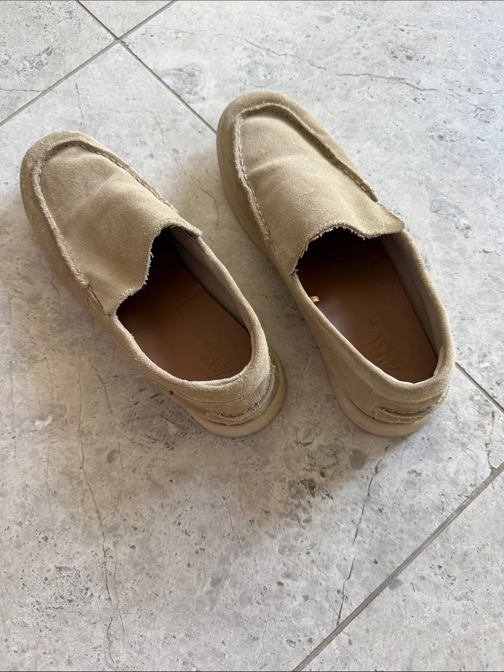Zara Kids Beige Suede Slip-On Loafers